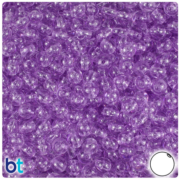 BeadTin Light Amethyst Transparent 6mm Round Plastic Craft Beads (500pcs)