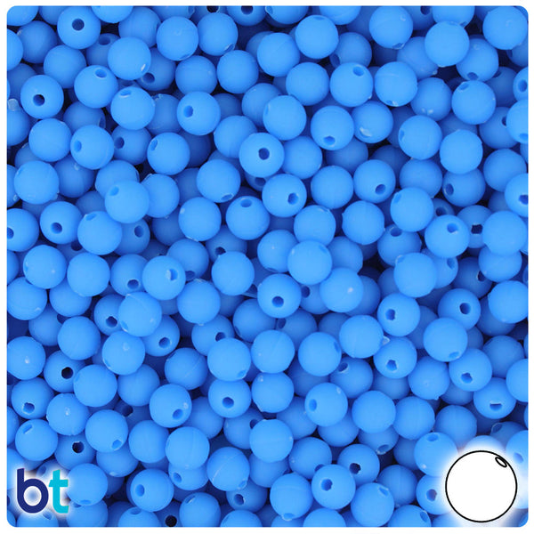 BeadTin True Blue Matte 6mm Round Plastic Craft Beads (500pcs)