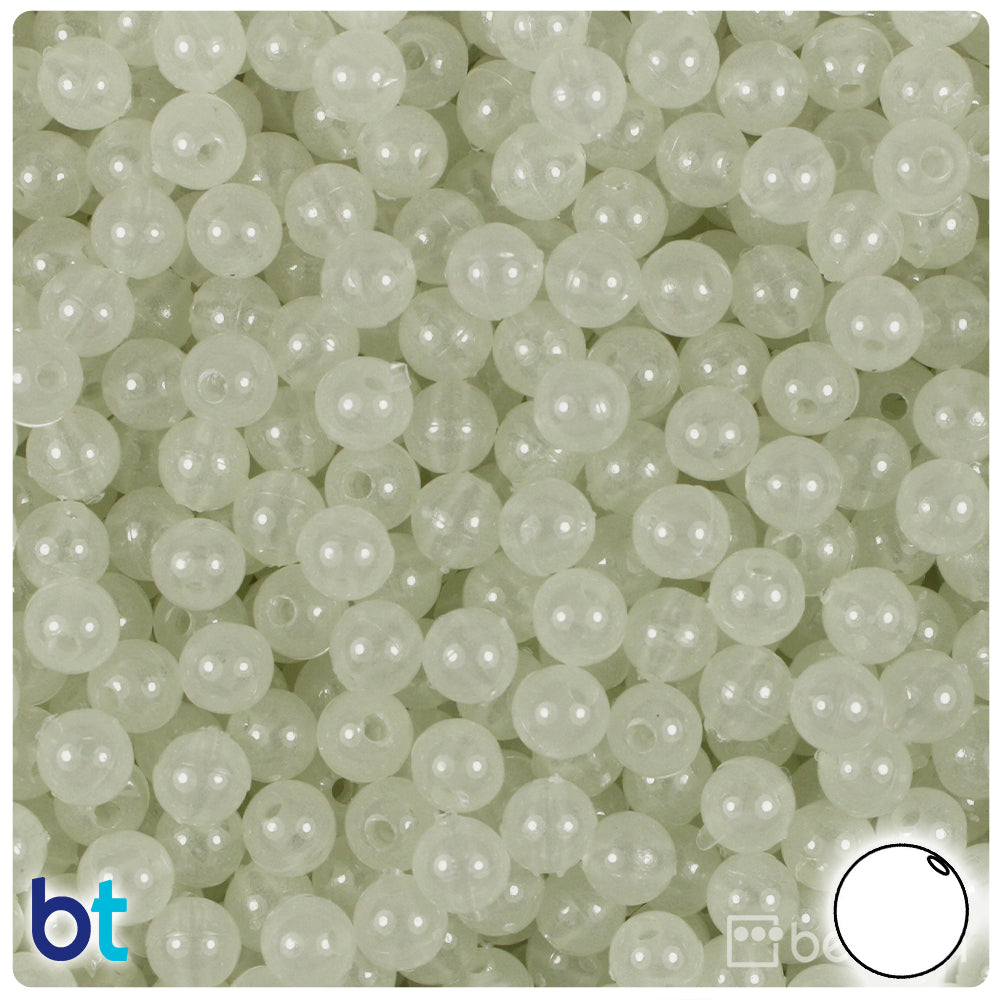 BeadTin Night Glow-in-the-Dark 6mm Round Plastic Craft Beads (500pcs)