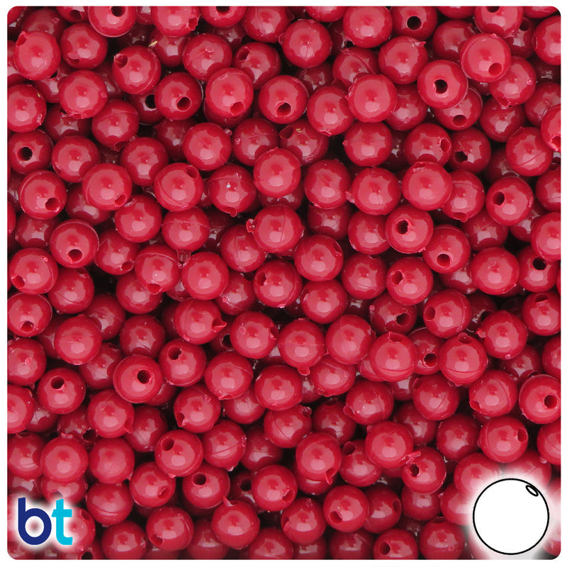 BeadTin Burgundy Opaque 6mm Round Plastic Craft Beads (500pcs)