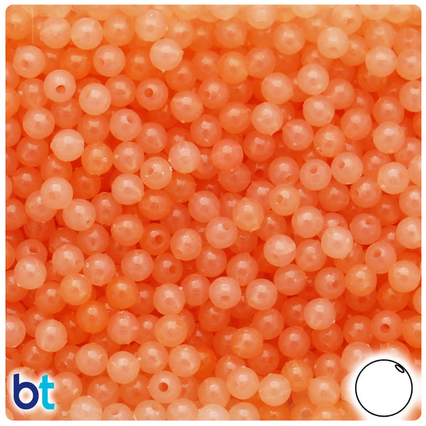 BeadTin Peach Transparent 6mm Round Plastic Craft Beads (500pcs)