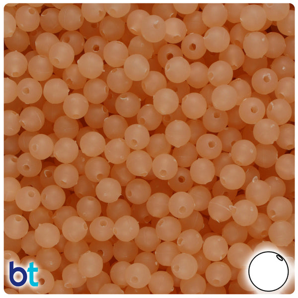 BeadTin Peach Frosted 6mm Round Plastic Craft Beads (500pcs)