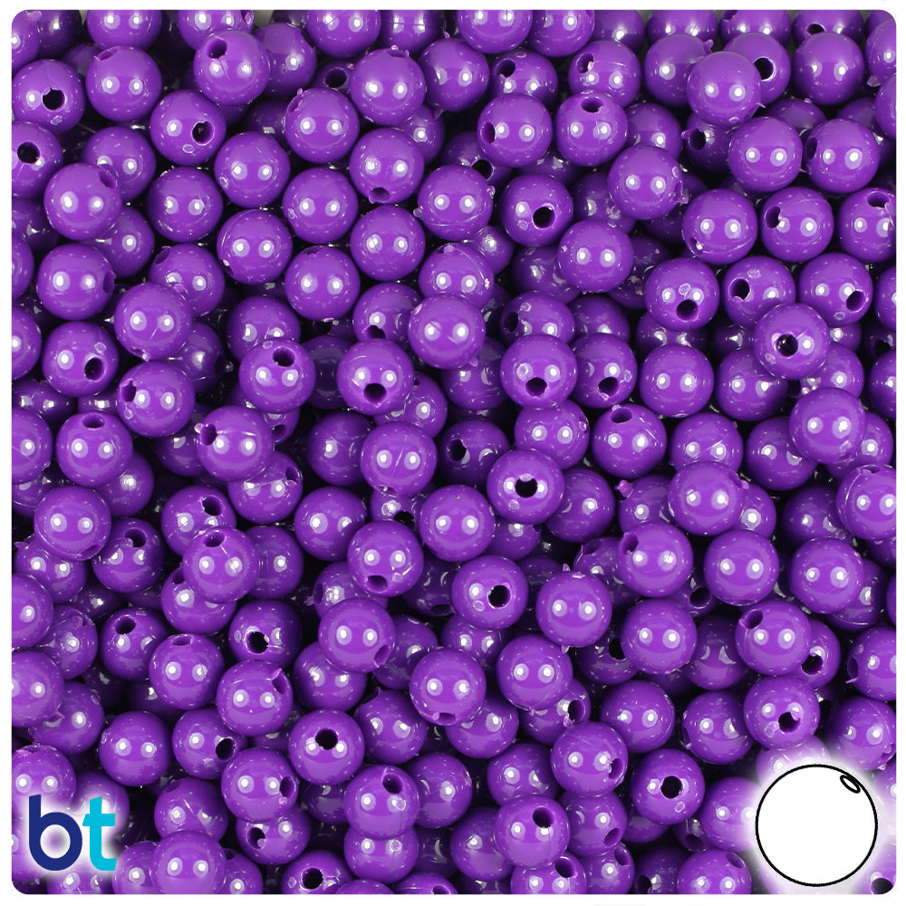 BeadTin Plum Neon Bright 6mm Round Plastic Craft Beads (500pcs)