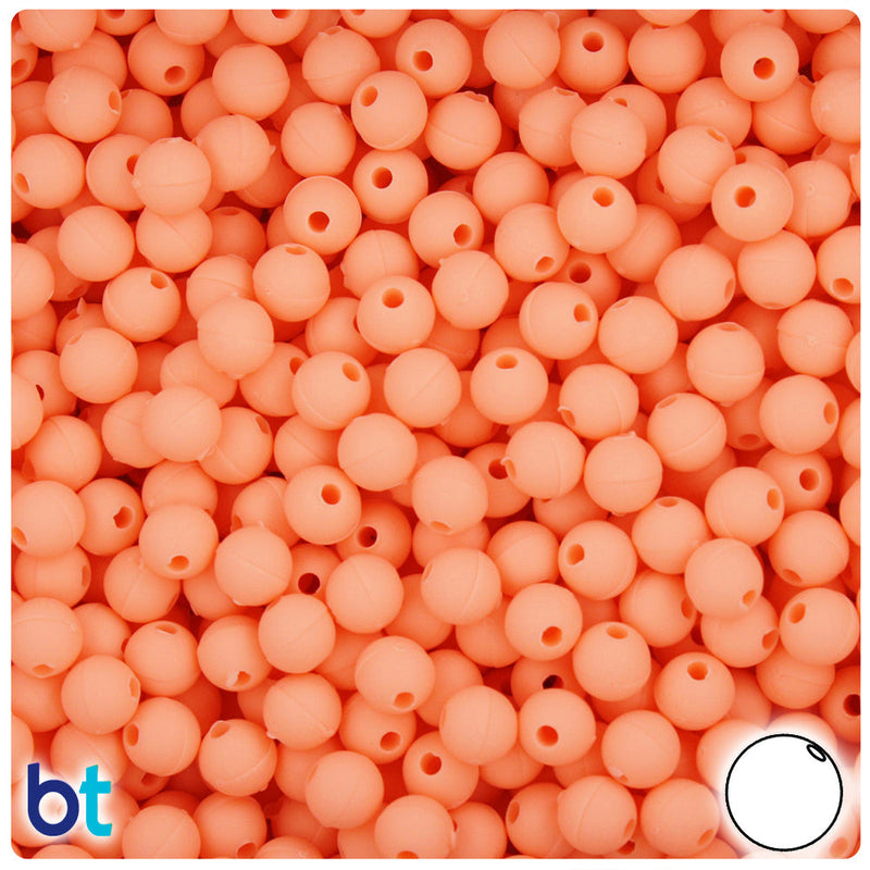 BeadTin Peach Matte 6mm Round Plastic Craft Beads (500pcs)