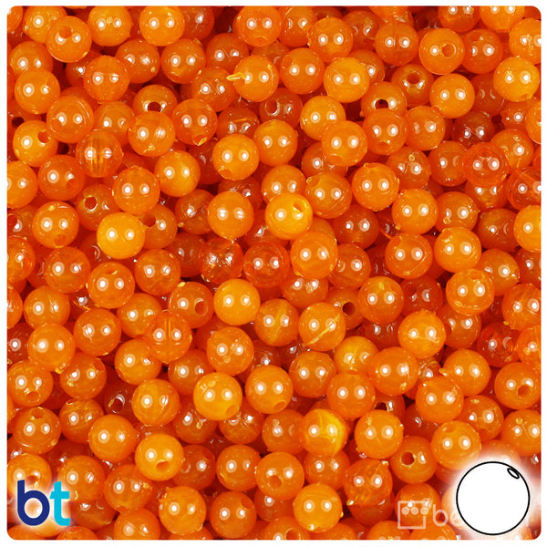 BeadTin Tiger Coral Transparent 6mm Round Plastic Craft Beads (500pcs)