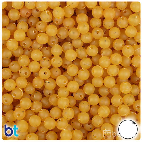 BeadTin Amber Frosted 6mm Round Plastic Craft Beads (500pcs)