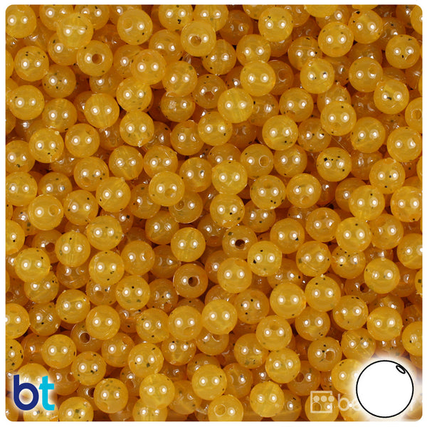 BeadTin Amber Transparent 6mm Round Plastic Craft Beads (500pcs)