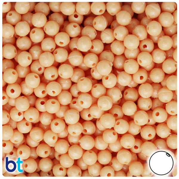 BeadTin Sand Opaque 6mm Round Plastic Craft Beads (500pcs)