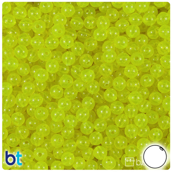 BeadTin Lure Yellow Transparent 6mm Round Plastic Craft Beads (500pcs)