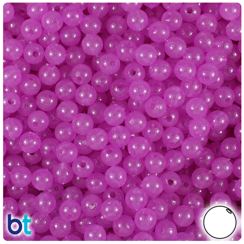 BeadTin Purple Glow 6mm Round Plastic Craft Beads (500pcs)