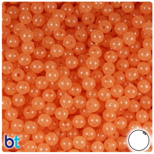 BeadTin Orange Glow 6mm Round Plastic Craft Beads (500pcs)