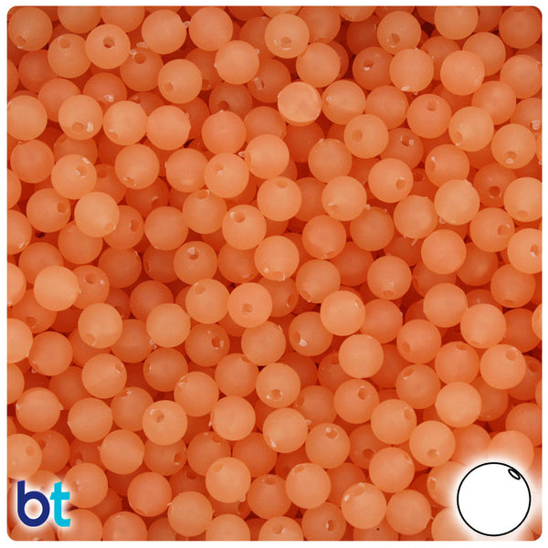 BeadTin Orange Glow Frosted 6mm Round Plastic Craft Beads (500pcs)