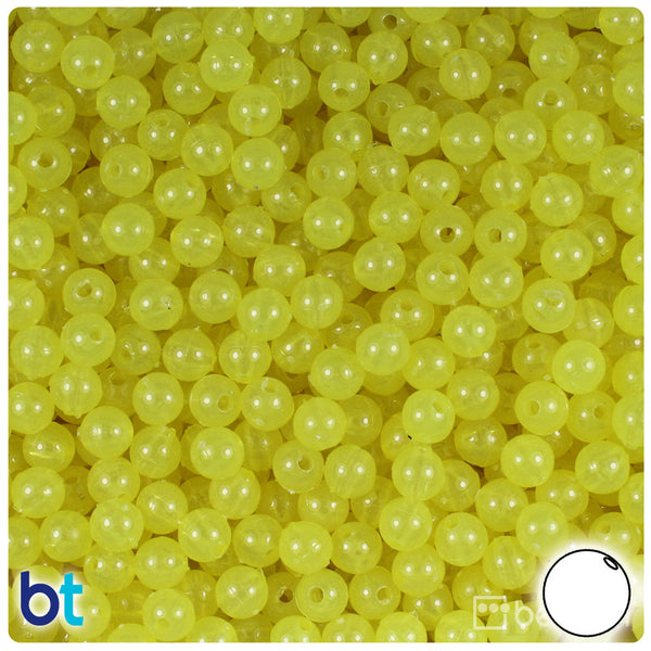 BeadTin Yellow Glow 6mm Round Plastic Craft Beads (500pcs)