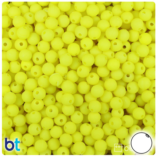 BeadTin Chartreuse Matte 6mm Round Plastic Craft Beads (500pcs)