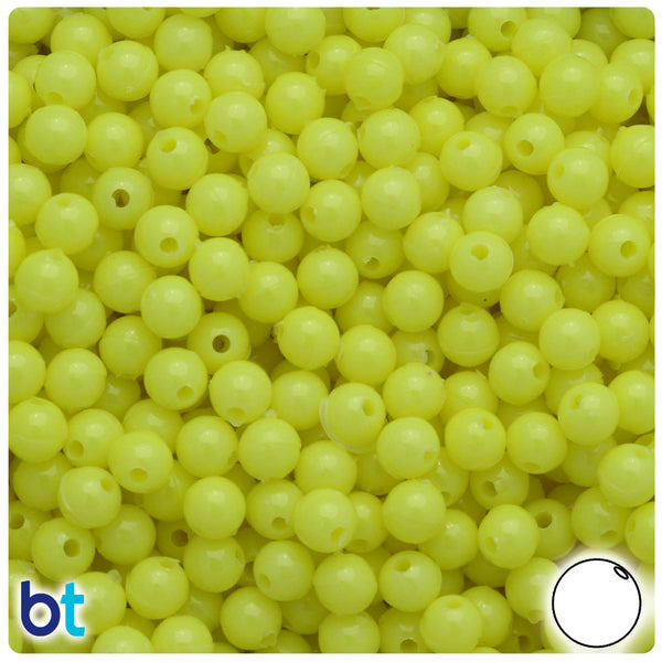 BeadTin Chartreuse Opaque 6mm Round Plastic Craft Beads (500pcs)