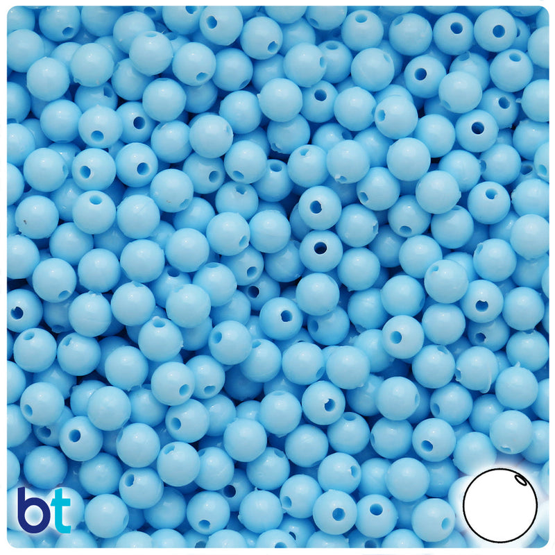 BeadTin Blue Cloud Opaque 6mm Round Plastic Craft Beads (500pcs)