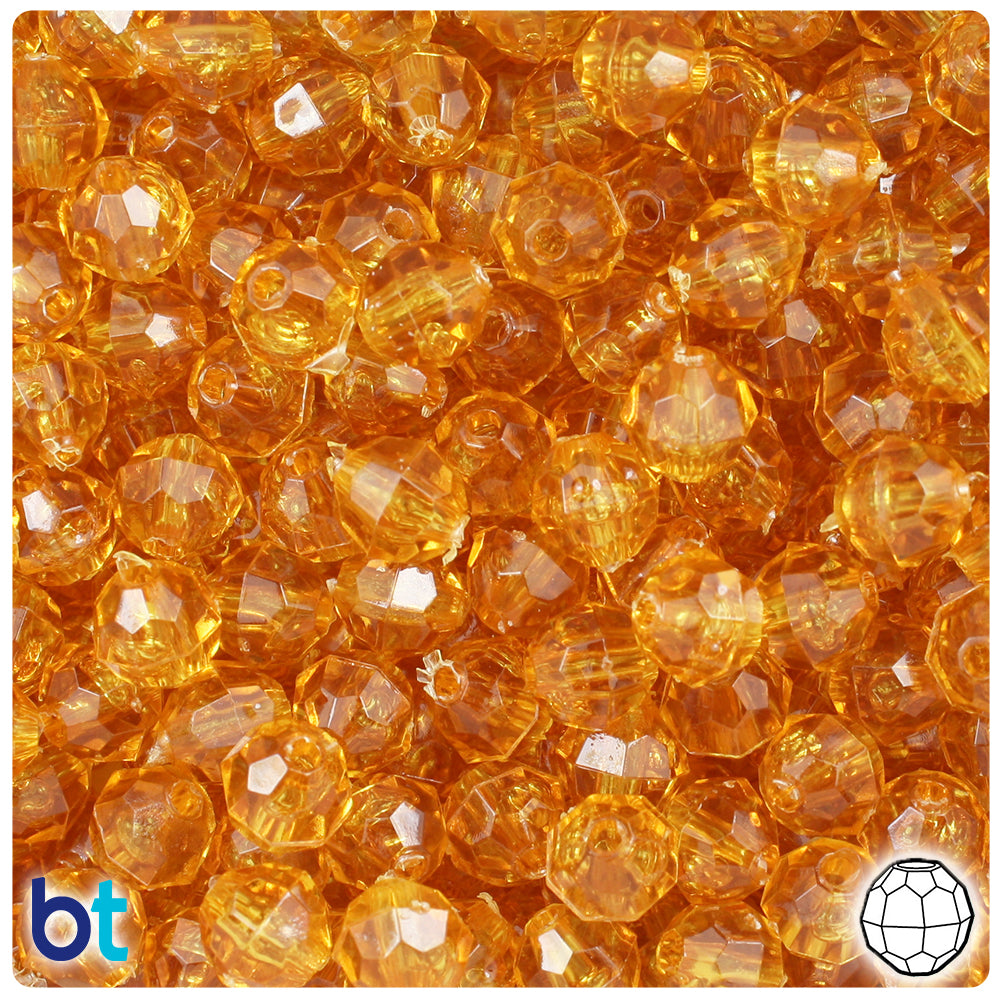 BeadTin Topaz Transparent 8mm Faceted Round Plastic Craft Beads (450pcs)