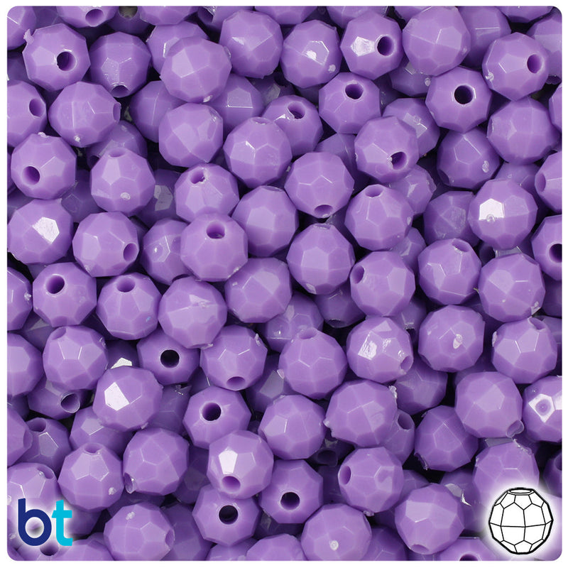 BeadTin Lilac Opaque 8mm Faceted Round Plastic Craft Beads (450pcs)