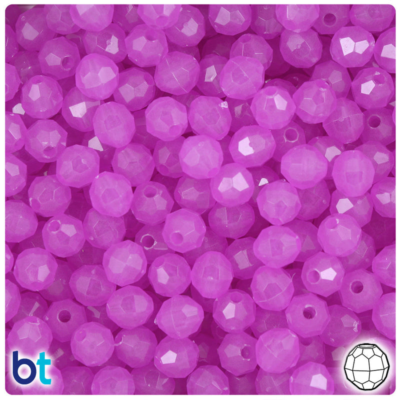 BeadTin Purple Glow 8mm Faceted Round Plastic Craft Beads (450pcs)