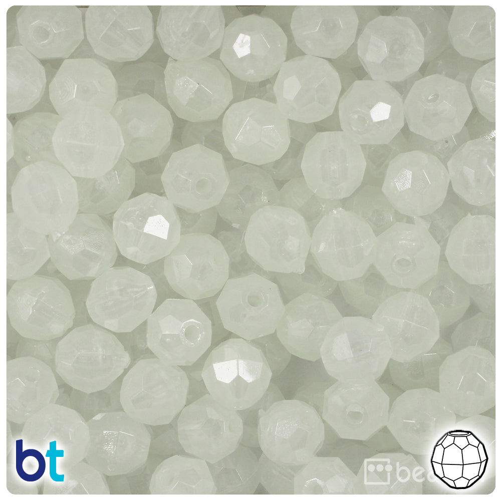 BeadTin Night Glow-in-the-Dark 10mm Faceted Round Plastic Craft Beads (225pcs)