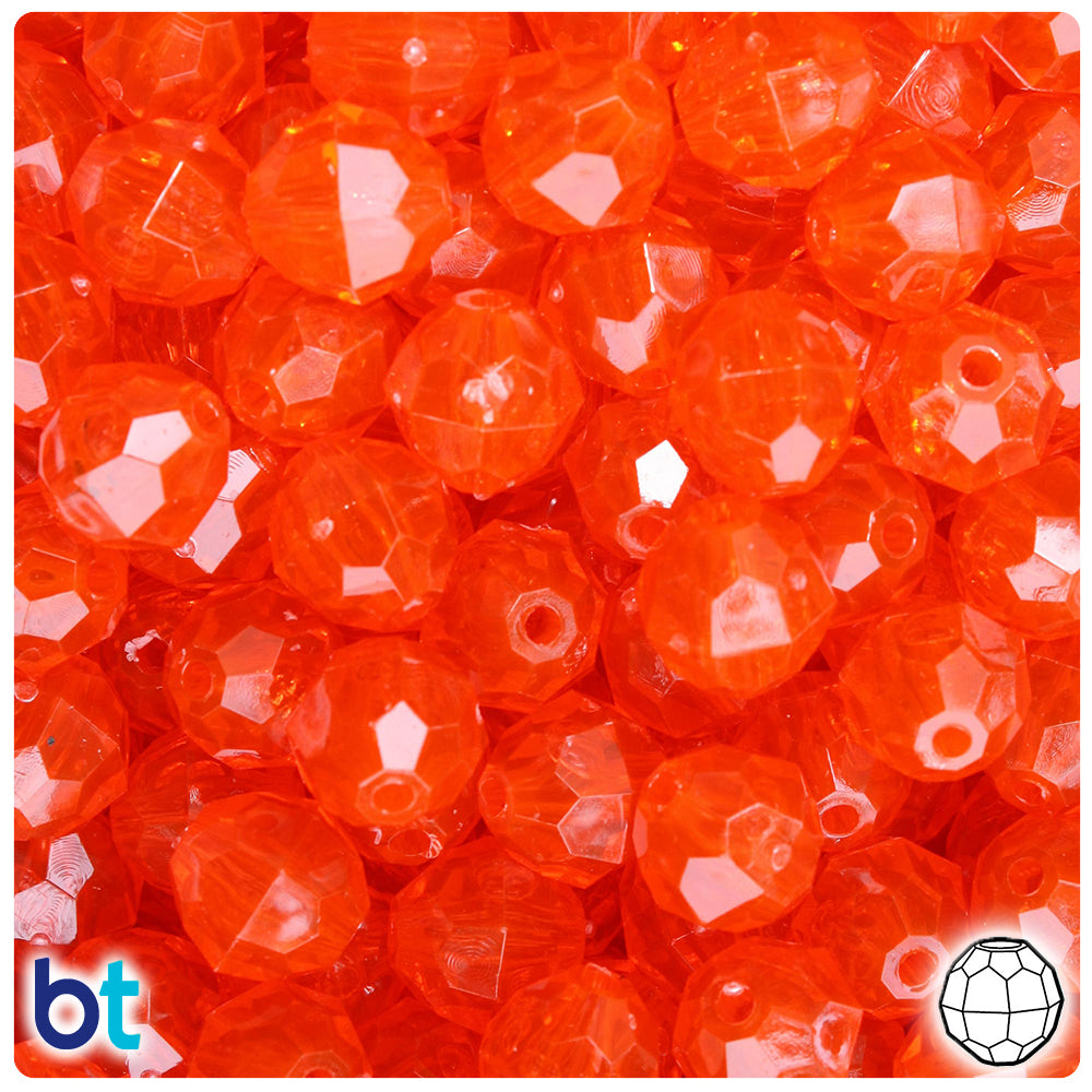 BeadTin Hyacinth Transparent 12mm Faceted Round Plastic Craft Beads (180pcs)
