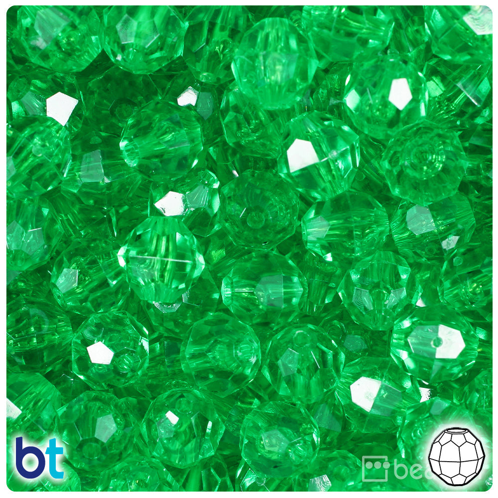 BeadTin Mint Transparent 12mm Faceted Round Plastic Craft Beads (180pcs)