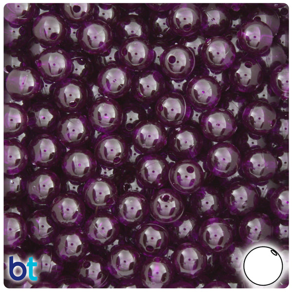 BeadTin Dark Amethyst Transparent 8mm Round Plastic Craft Beads (300pcs)