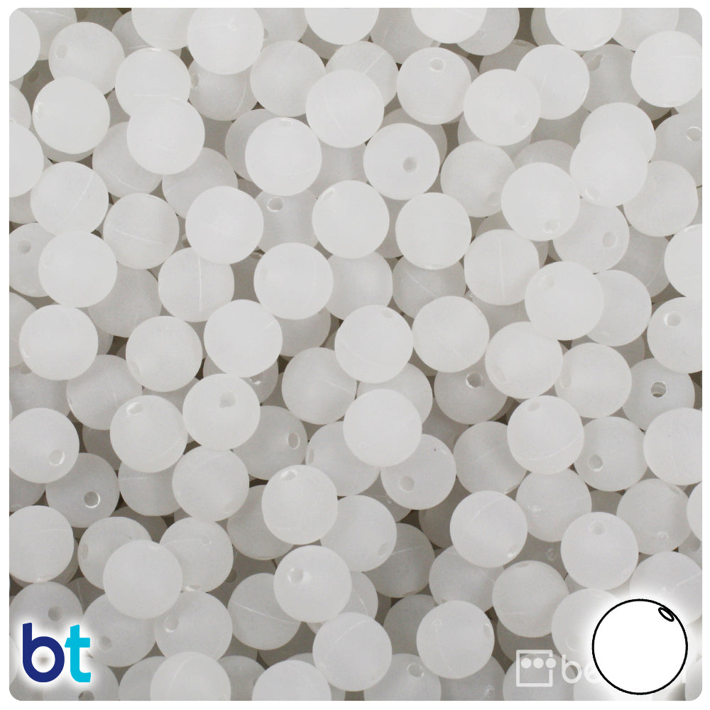 BeadTin Ice Frosted 8mm Round Plastic Craft Beads (300pcs)
