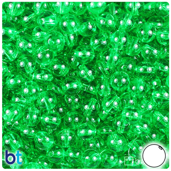 BeadTin Mint Transparent 8mm Round Plastic Craft Beads (300pcs)