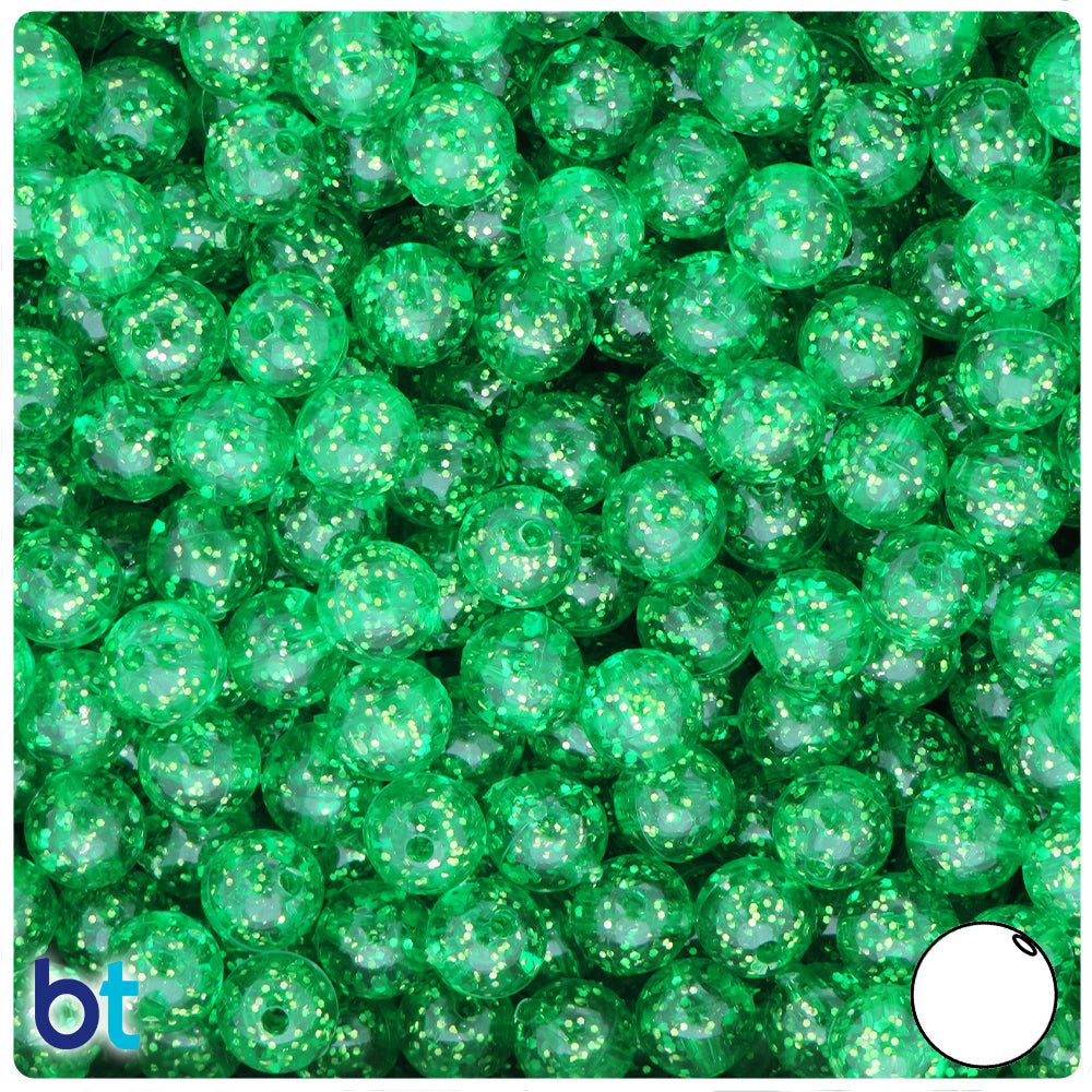BeadTin Mint Sparkle 8mm Round Plastic Craft Beads (300pcs)