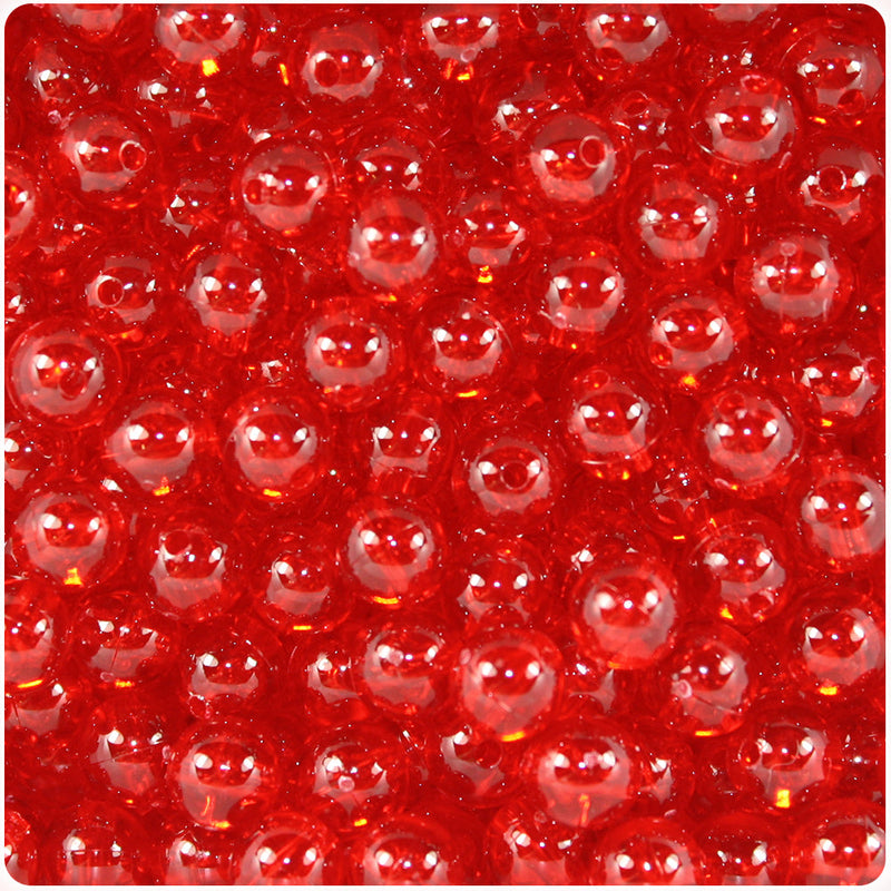 BeadTin Ruby Transparent 8mm Round Plastic Craft Beads (300pcs)