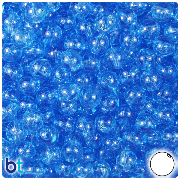 BeadTin Light Sapphire Transparent 8mm Round Plastic Craft Beads (300pcs)