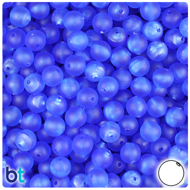 BeadTin Dark Sapphire Frosted 8mm Round Plastic Craft Beads (300pcs)