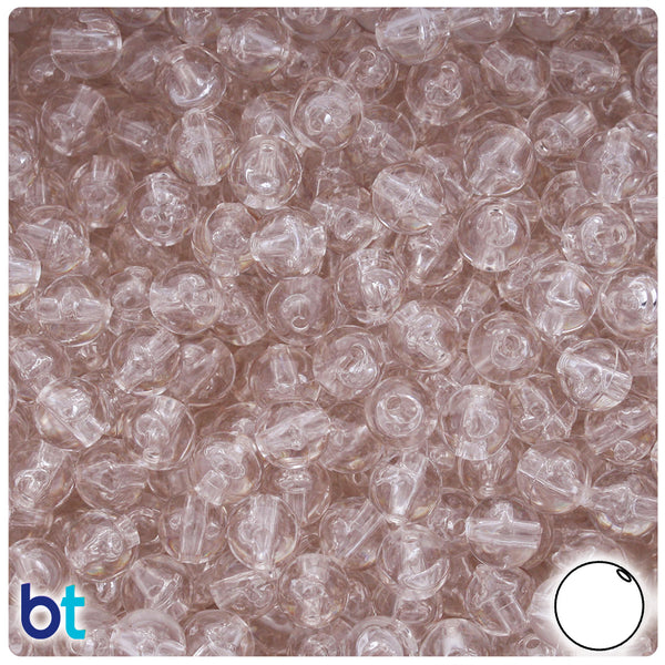 BeadTin Champagne Transparent 8mm Round Plastic Craft Beads (300pcs)