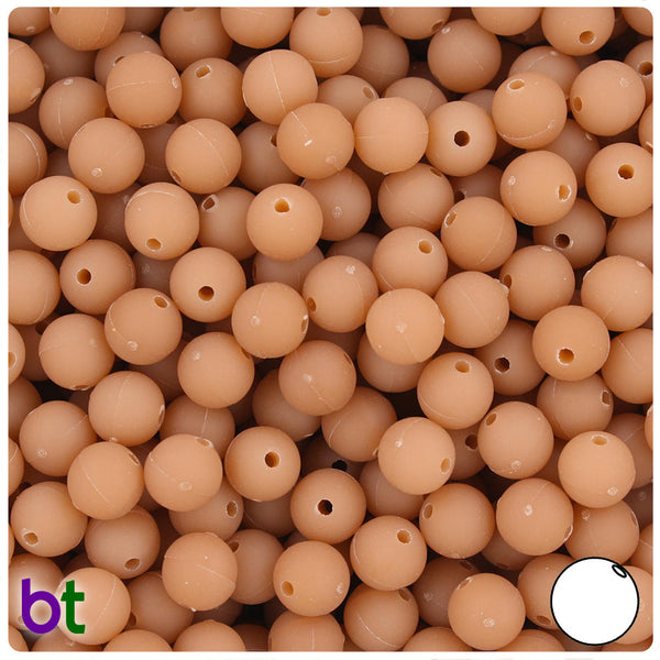 BeadTin Bone Matte 8mm Round Plastic Craft Beads (300pcs)