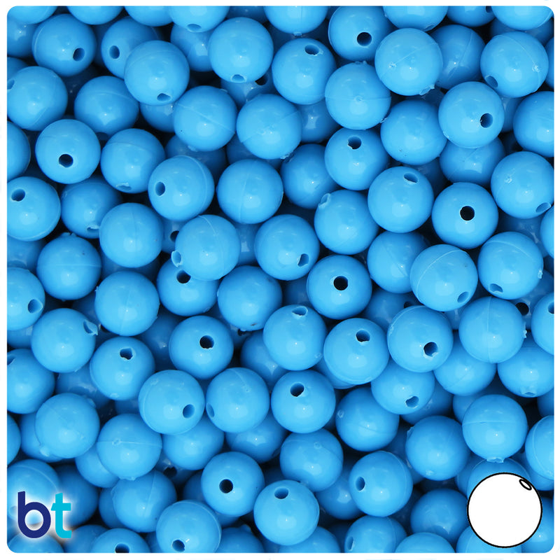 BeadTin Baby Blue Opaque 8mm Round Plastic Craft Beads (300pcs)