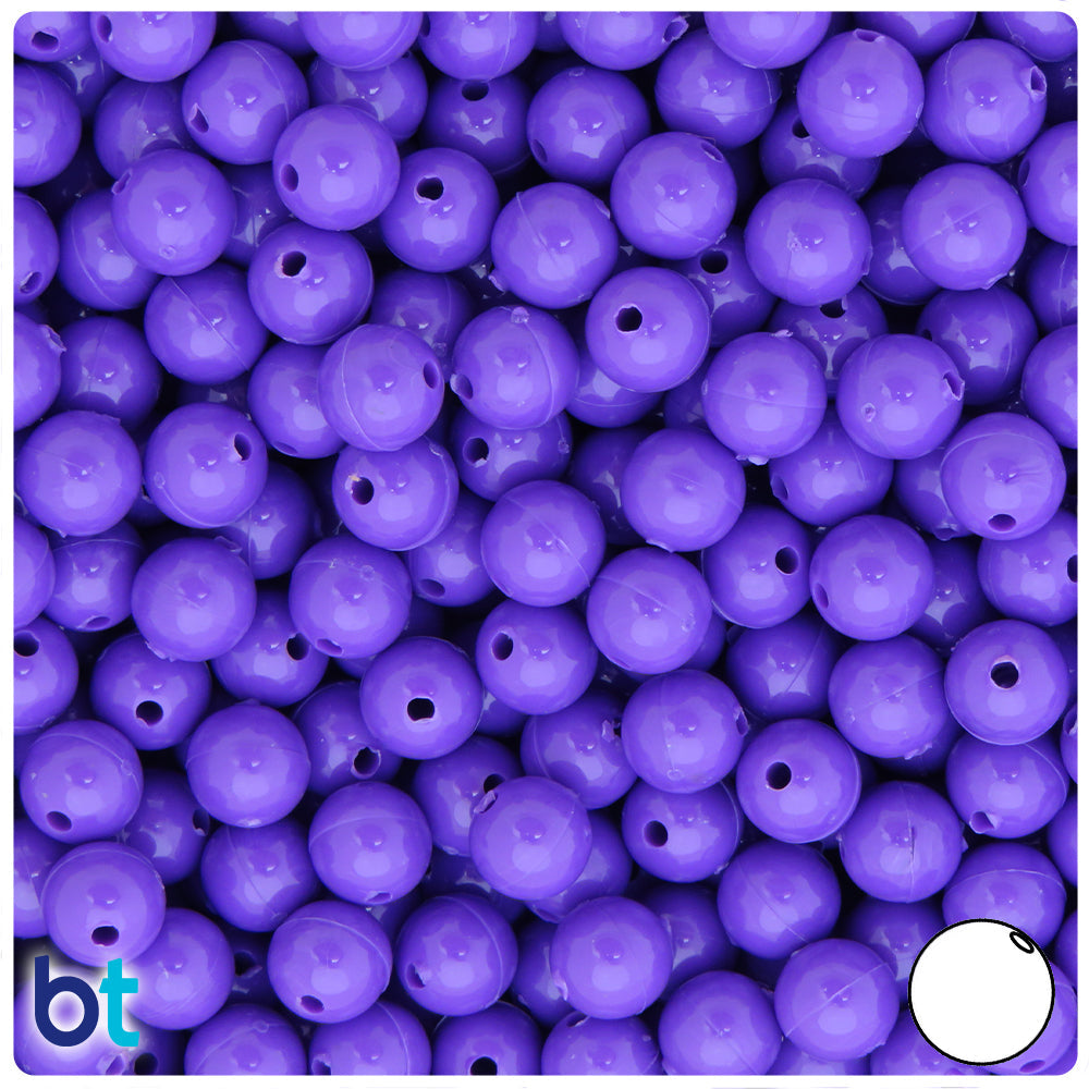 BeadTin Dark Lilac Opaque 8mm Round Plastic Craft Beads (300pcs)
