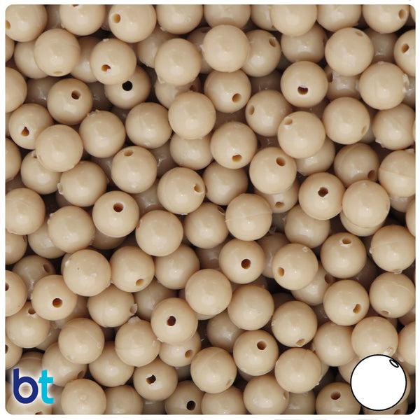 BeadTin Dark Ivory Opaque 8mm Round Plastic Craft Beads (300pcs)