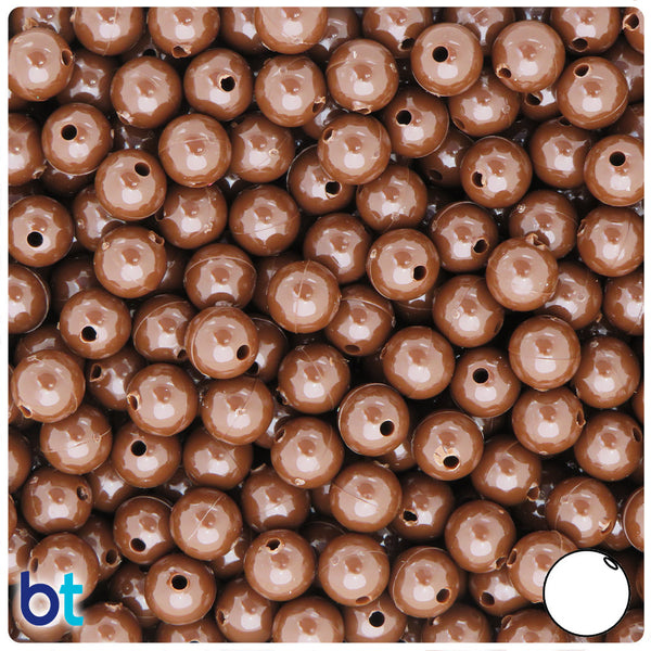 BeadTin Chocolate Opaque 8mm Round Plastic Craft Beads (300pcs)