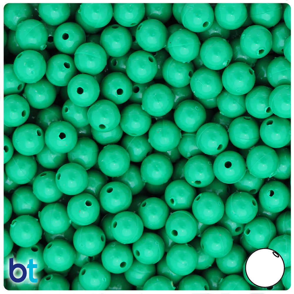 BeadTin Green Opaque 8mm Round Plastic Craft Beads (300pcs)