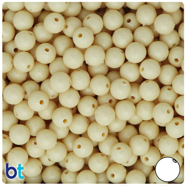 BeadTin Ivory Opaque 8mm Round Plastic Craft Beads (300pcs)