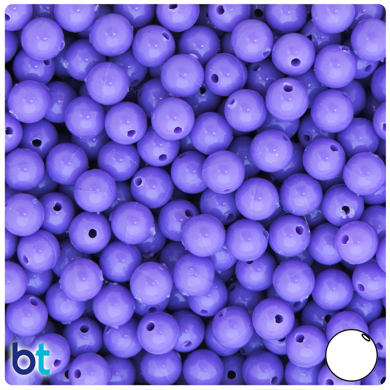 BeadTin Lilac Opaque 8mm Round Plastic Craft Beads (300pcs)