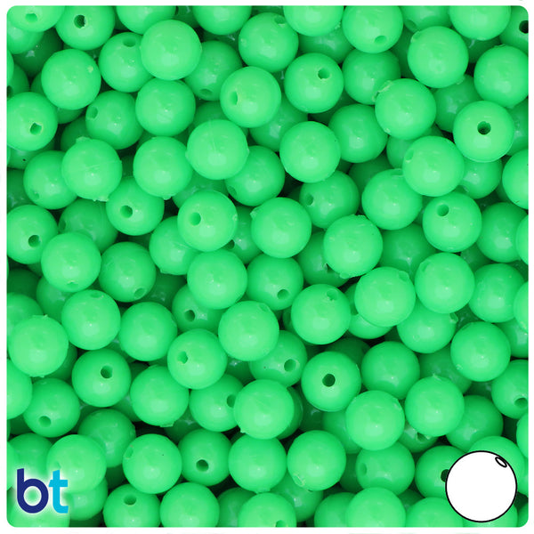 BeadTin Lime Opaque 8mm Round Plastic Craft Beads (300pcs)