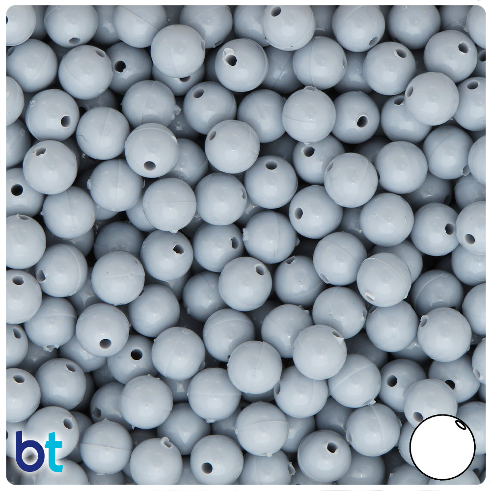 BeadTin Grey Opaque 8mm Round Plastic Craft Beads (300pcs)