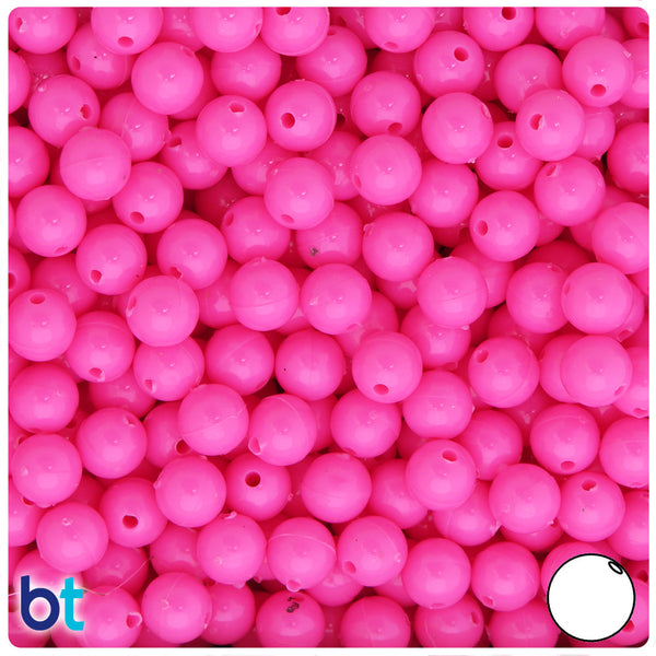 BeadTin Dark Pink Opaque 8mm Round Plastic Craft Beads (300pcs)