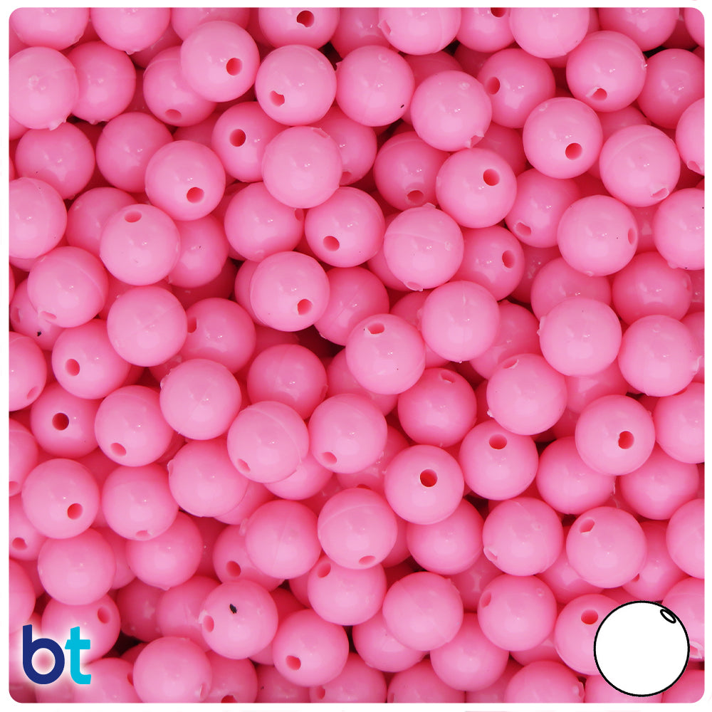 BeadTin Baby Pink Opaque 8mm Round Plastic Craft Beads (300pcs)
