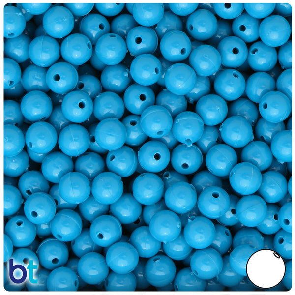 BeadTin Dark Turquoise Opaque 8mm Round Plastic Craft Beads (300pcs)