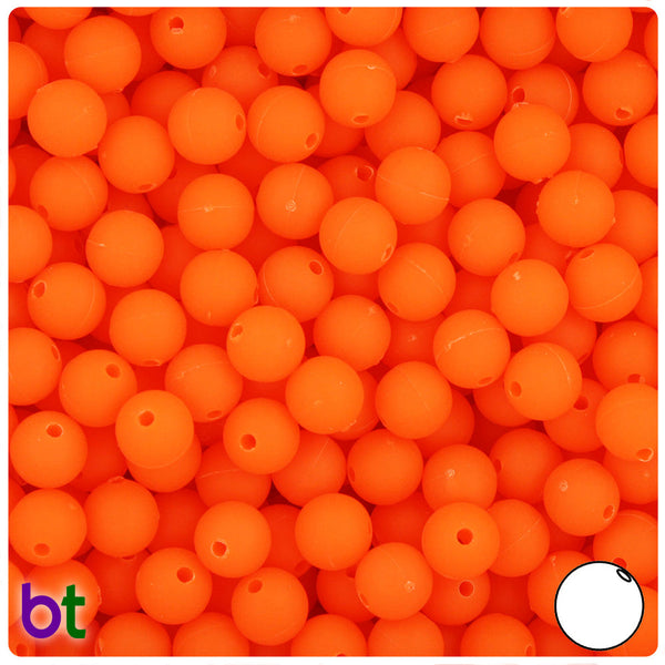 BeadTin Tangelo Matte 8mm Round Plastic Craft Beads (300pcs)