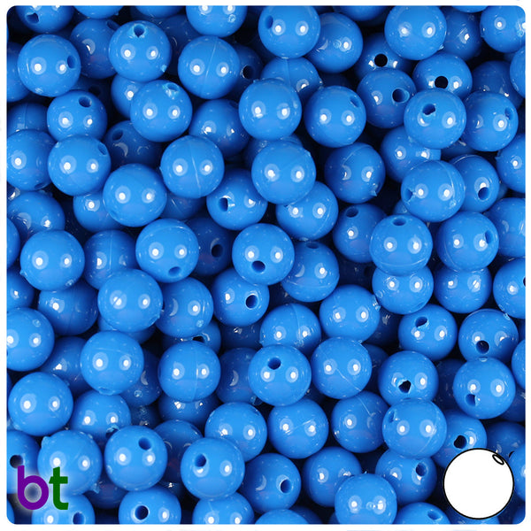 BeadTin True Blue Neon Bright 8mm Round Plastic Craft Beads (300pcs)