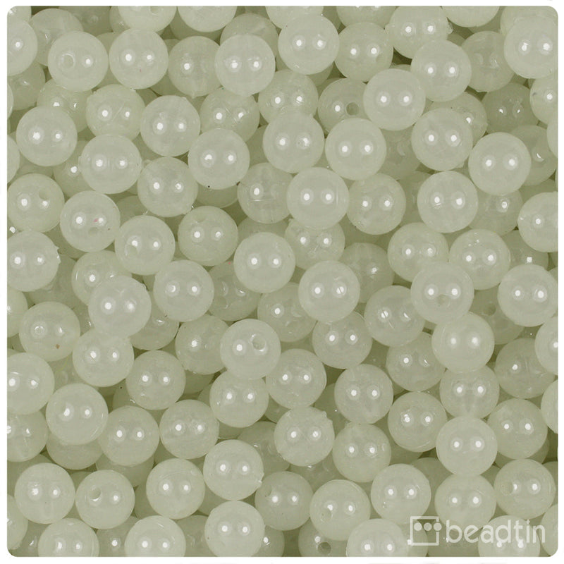 BeadTin Night Glow-in-the-Dark 8mm Round Plastic Craft Beads (300pcs)